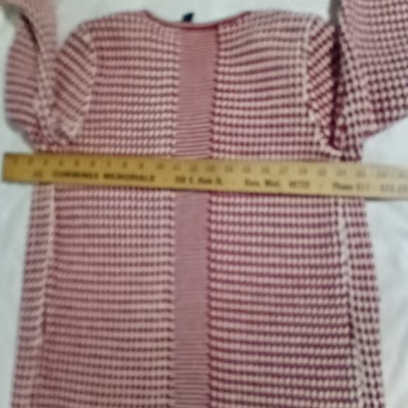 Talbots Merino Wool Small Long Cardigan Sweater Diamond Pattern Red/White - Picture 10 of 13